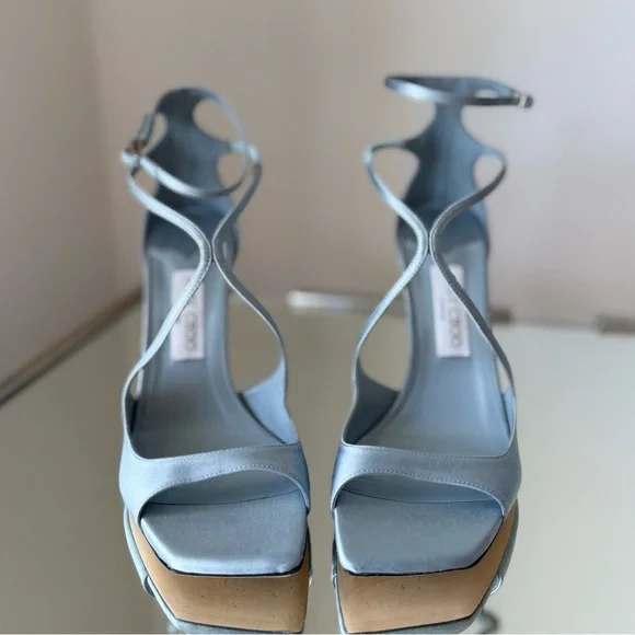 New JIMMY CHOO Azia 95 Heeled Sandals - Ice Blue $1,150 40 - Picture 12 of 13